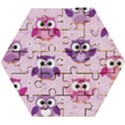 Seamless Cute Colourfull Owl Kids Pattern Wooden Puzzle Hexagon View1