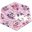 Seamless Cute Colourfull Owl Kids Pattern Wooden Puzzle Hexagon View2
