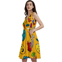 Graffiti Characters Seamless Ornament Sleeveless V-neck Skater Dress With Pockets by Bedest