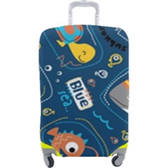 Seamless Pattern Vector Submarine With Sea Animals Cartoon Luggage Cover (large) by Bedest