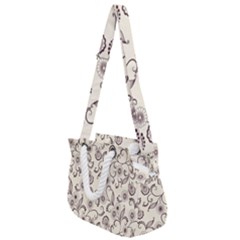 White And Brown Floral Wallpaper Flowers Background Pattern Rope Handles Shoulder Strap Bag by Pakjumat