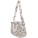 White And Brown Floral Wallpaper Flowers Background Pattern Rope Handles Shoulder Strap Bag View1