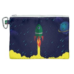 Rocket Halftone Astrology Astronaut Canvas Cosmetic Bag (xl) by Sarkoni