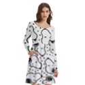 Dog Pattern Long Sleeve Knee Length Skater Dress With Pockets View2