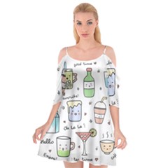 Drinks Cocktails Doodles Coffee Cutout Spaghetti Strap Chiffon Dress by Apen