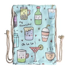 Drinks Cocktails Doodle Coffee Drawstring Bag (large) by Apen