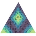 Pattern Blue Green Retro Design Wooden Puzzle Triangle View1