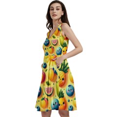 Fruits Fresh Sweet Pattern Sleeveless V-neck Skater Dress With Pockets by Ravend