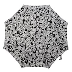 Seamless Pattern With Black White Doodle Dogs Hook Handle Umbrellas (small) by Grandong