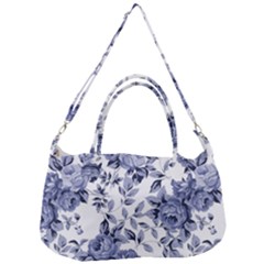 Blue Vintage Background Background With Flowers, Vintage Removable Strap Handbag by nateshop
