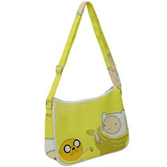 Adventure Time Jake The Dog Finn The Human Artwork Yellow Zip Up Shoulder Bag by Sarkoni