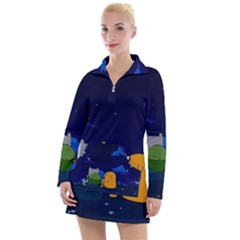 Adventure Time Jake And Finn Night Women s Long Sleeve Casual Dress by Sarkoni