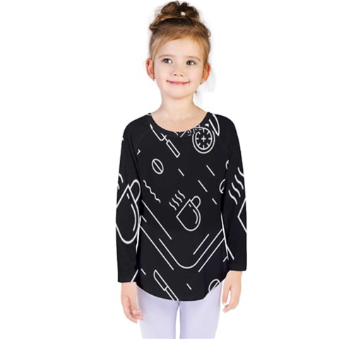 Coffee Background Kids  Long Sleeve T-shirt by Bedest