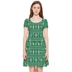 Wallpaper Ugly Sweater Backgrounds Christmas Inside Out Cap Sleeve Dress by artworkshop