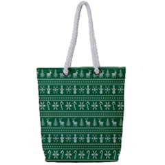 Wallpaper Ugly Sweater Backgrounds Christmas Full Print Rope Handle Tote (small) by artworkshop