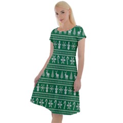 Wallpaper Ugly Sweater Backgrounds Christmas Classic Short Sleeve Dress by artworkshop