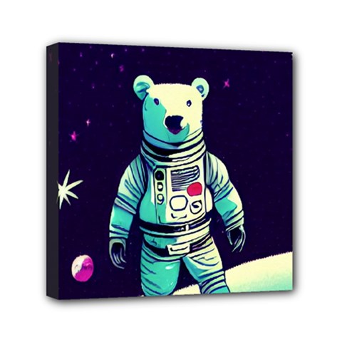Bear Astronaut Futuristic Mini Canvas 6  X 6  (stretched) by Bedest