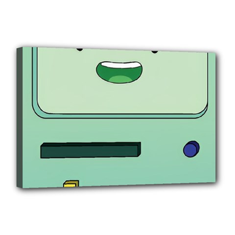 Adventure Time Bmo Beemo Green Canvas 18  X 12  (stretched) by Bedest