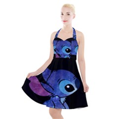 Stitch Love Cartoon Cute Space Halter Party Swing Dress  by Bedest