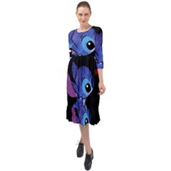 Stitch Love Cartoon Cute Space Ruffle End Midi Chiffon Dress by Bedest