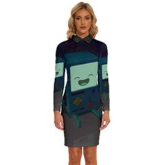 Bmo In Space  Adventure Time Beemo Cute Gameboy Long Sleeve Shirt Collar Bodycon Dress by Bedest