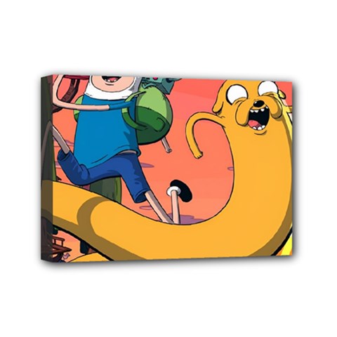 Finn And Jake Adventure Time Bmo Cartoon Mini Canvas 7  X 5  (stretched) by Bedest