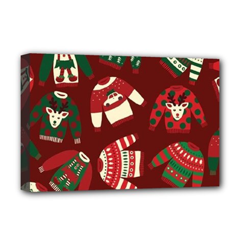 Ugly Sweater Wrapping Paper Deluxe Canvas 18  X 12  (stretched) by artworkshop
