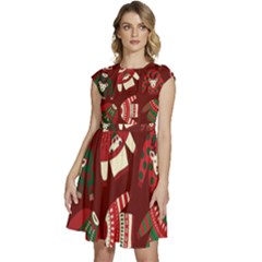 Ugly Sweater Wrapping Paper Cap Sleeve High Waist Dress by artworkshop