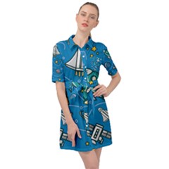About Space Seamless Pattern Belted Shirt Dress by Hannah976