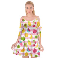 Tropical Fruits Berries Seamless Pattern Cutout Spaghetti Strap Chiffon Dress by Ravend