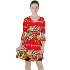 Garden Lover Quarter Sleeve Ruffle Waist Dress by TShirt44