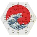 The Great Wave Of Kaiju Wooden Puzzle Hexagon View1