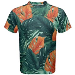 Green Tropical Leaves Men s Cotton T-shirt by Jack14