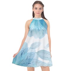 Blue-flower Halter Neckline Chiffon Dress  by saad11