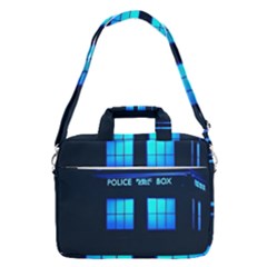 Blue Tardis Doctor Who Police Call Box Macbook Pro 13  Shoulder Laptop Bag  by Cendanart