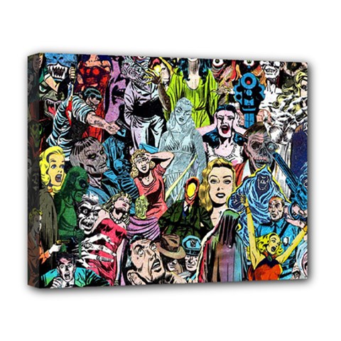 Vintage Horror Collage Pattern Deluxe Canvas 20  X 16  (stretched) by Ket1n9