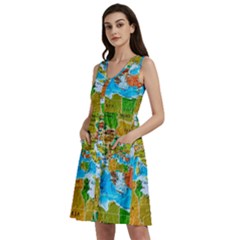 World Map Sleeveless Dress With Pocket by Ket1n9