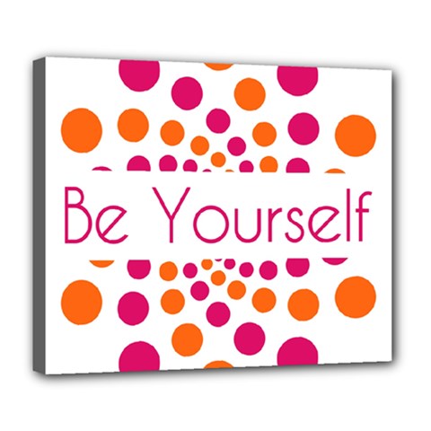 Be Yourself Pink Orange Dots Circular Deluxe Canvas 24  X 20  (stretched) by Ket1n9