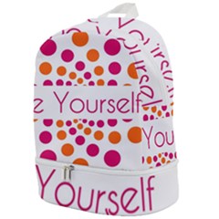 Be Yourself Pink Orange Dots Circular Zip Bottom Backpack by Ket1n9