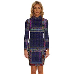 Cad Technology Circuit Board Layout Pattern Long Sleeve Shirt Collar Bodycon Dress by Ket1n9