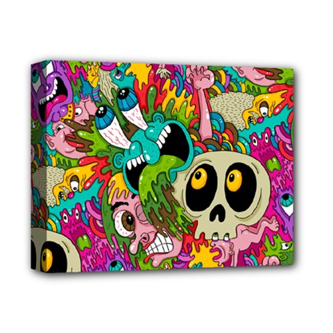 Crazy Illustrations & Funky Monster Pattern Deluxe Canvas 14  X 11  (stretched) by Ket1n9
