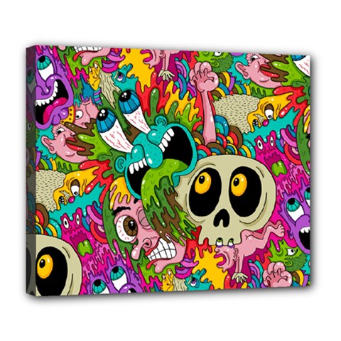 Crazy Illustrations & Funky Monster Pattern Deluxe Canvas 24  X 20  (stretched) by Ket1n9