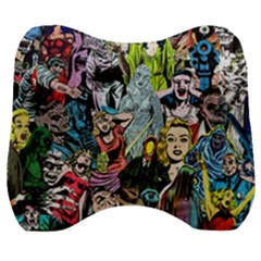 Vintage Horror Collage Pattern Velour Head Support Cushion by Ket1n9