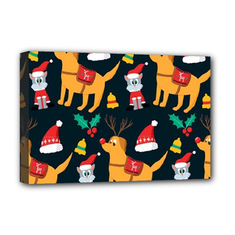 Funny Christmas Pattern Background Deluxe Canvas 18  X 12  (stretched) by Ket1n9