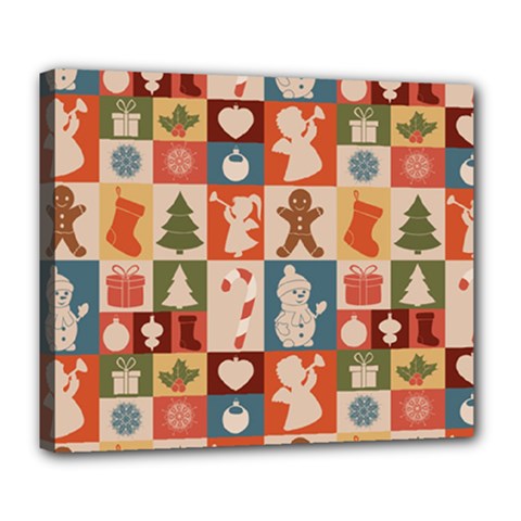 Cute Christmas Seamless Pattern Vector  - Deluxe Canvas 24  X 20  (stretched) by Ket1n9