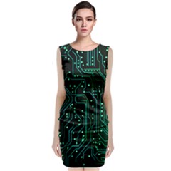 Circuits Circuit Board Green Sleeveless Velvet Midi Dress by Ndabl3x