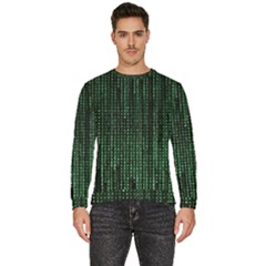 Green Matrix Code Illustration Digital Art Portrait Display Men s Fleece Sweatshirt by Cendanart