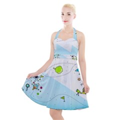 Astronaut Spaceship Halter Party Swing Dress  by Bedest