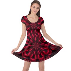 Kaleidoscope Template Red Abstract Cap Sleeve Dress by Grandong