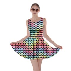 Rainbow Hearts Pink Cute Pink Valentine Day Pattern Cute Hearts Skater Dress by CoolDesigns